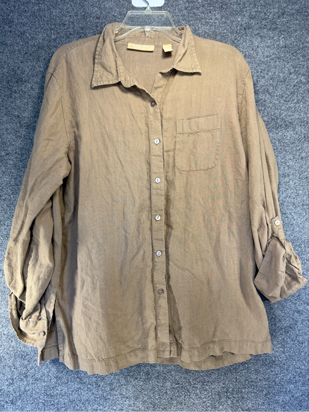 Kate Hill Linen Button-Down Shirt in Beige - Lagenlook